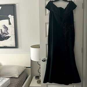 Beaded Off-the-Shoulder Very Flattering Long Gown